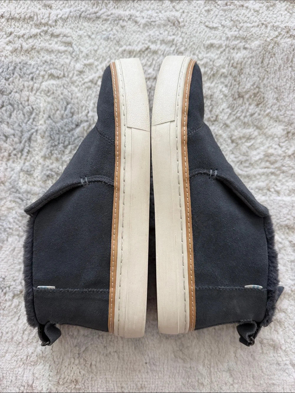 TOMS Women's Charcoal Suede Slip-On booties with Plush Collar